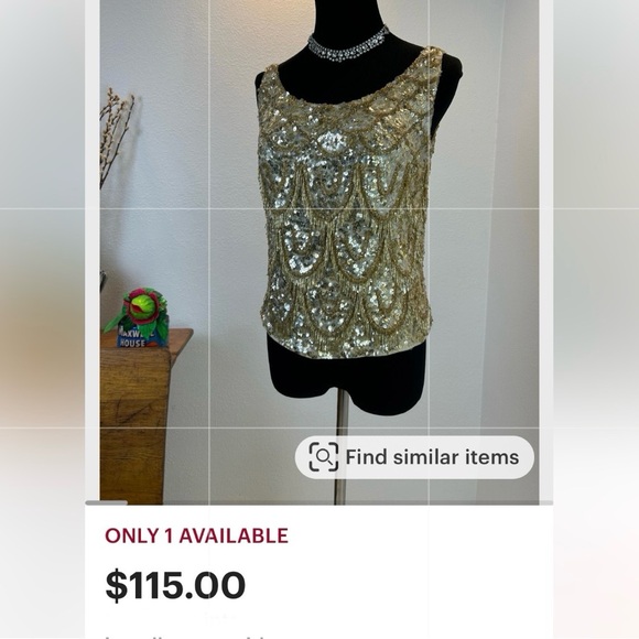 Amazing Vintage Top, Beaded with Sequins - Picture 8 of 11